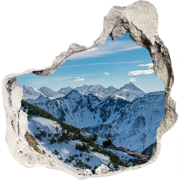 Hole in the wall decal Winter mountain landscape