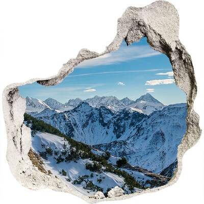 Hole in the wall decal Winter mountain landscape