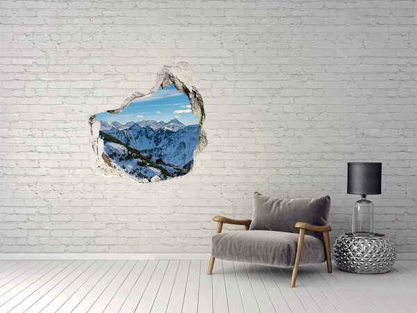 Hole in the wall decal Winter mountain landscape