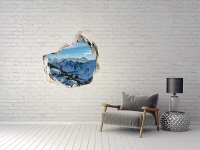 Hole in the wall decal Winter mountain landscape