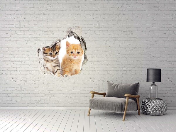 Hole in the wall sticker Cat friends behind the hole