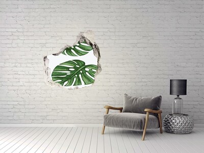 Hole in the wall sticker Green leaves in concrete