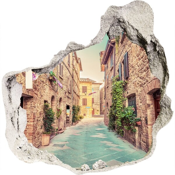 3D wall hole wallpaper The charming streets of Tuscany