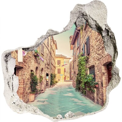 3D wall hole wallpaper Italian streets