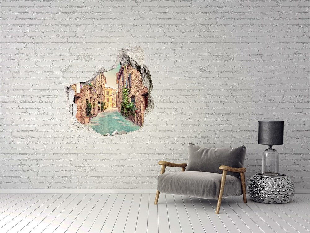 3D wall hole wallpaper Italian streets