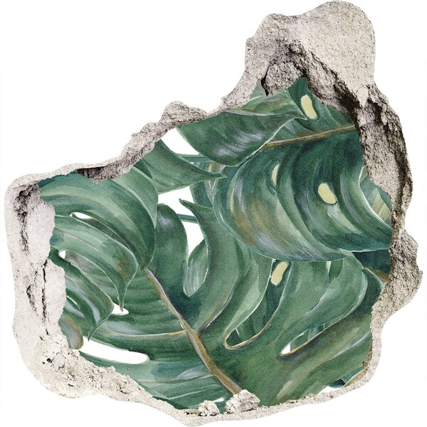 Hole in the wall decal Green leaves in concrete