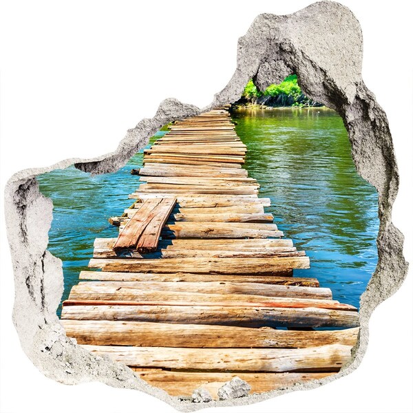 Hole in the wall decal Wooden bridge over the water
