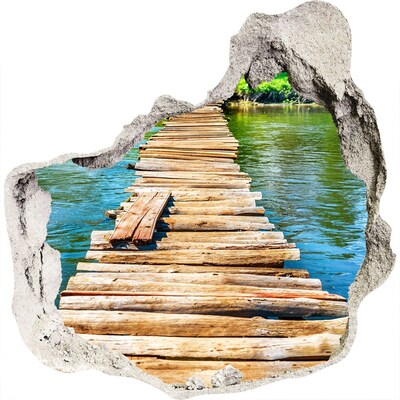 Hole in the wall decal Wooden bridge over the water