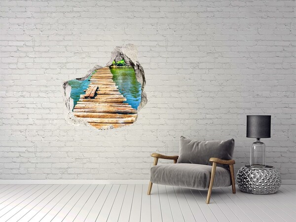 Hole in the wall decal Wooden bridge over the water
