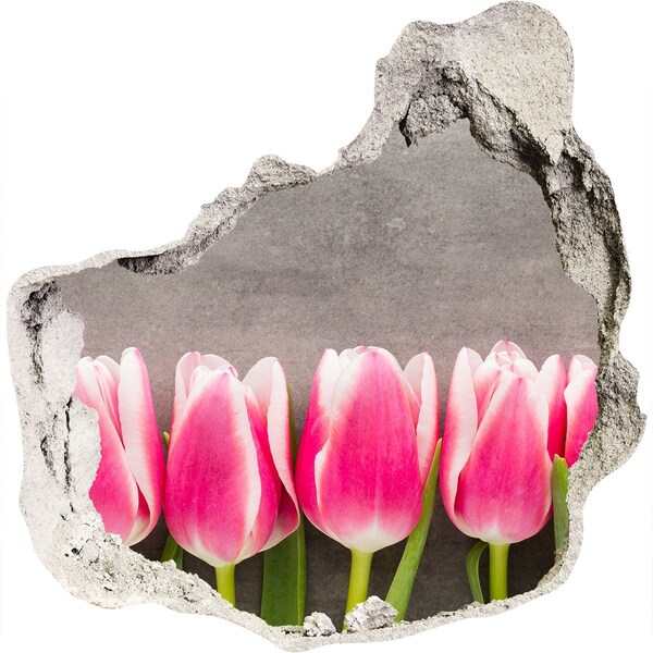 Hole in the wall sticker Tulips in concrete