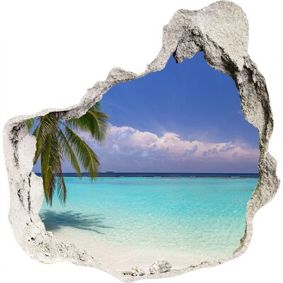 Hole in the wall decal Tropical beach with palm trees
