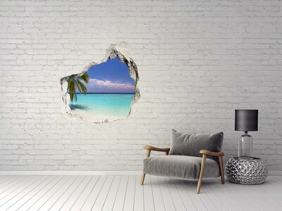 Hole in the wall decal Tropical beach with palm trees