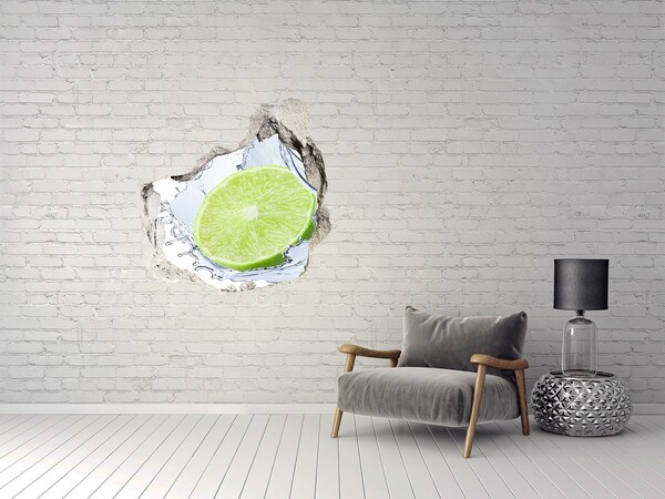 3D wall hole Juicy lime in water