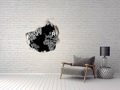 Hole wall sticker World map subtitles