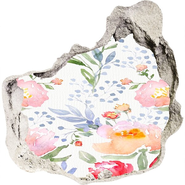 Hole wall sticker A floral mural on a damaged wall