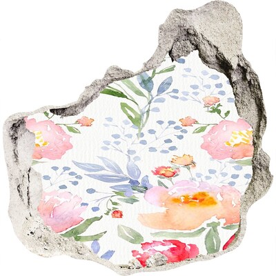 Hole wall sticker A floral mural on a damaged wall