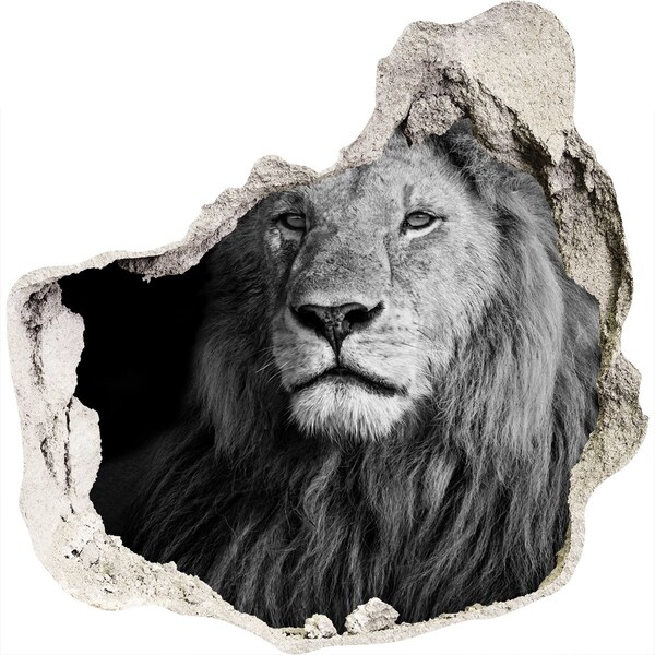 3D wall hole Lion in a hole in the wall