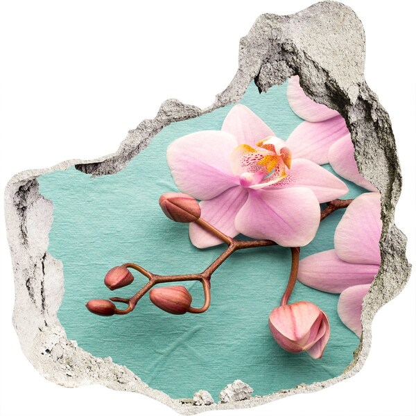Hole wall sticker Orchid flower in a damaged wall