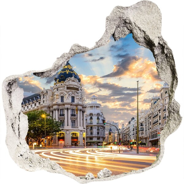 3D wall hole wallpaper Madrid of Spain