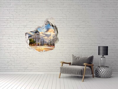 3D wall hole wallpaper Madrid of Spain