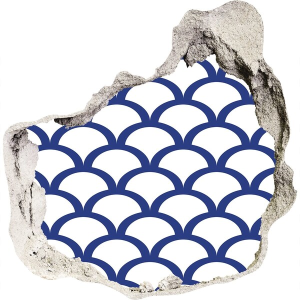 Hole wall sticker Waves in shades of blue