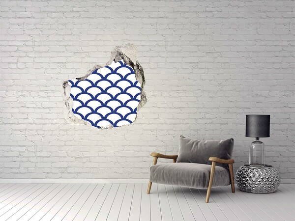 Hole wall sticker Waves in shades of blue