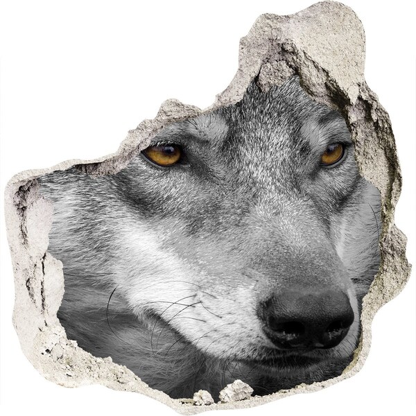Hole wall sticker Wolf in ruins