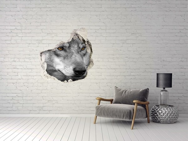 Hole wall sticker Wolf in ruins