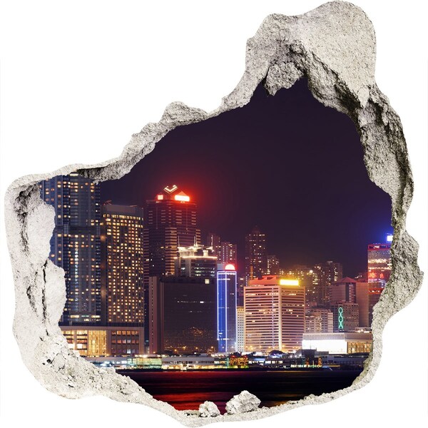 Hole in the wall decal Hong Kong at night