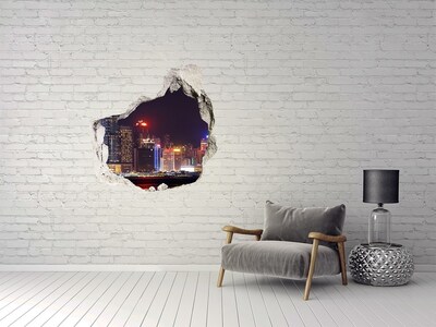 Hole in the wall decal Night panorama of the city