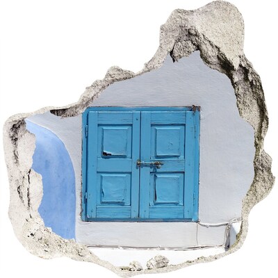 Hole in the wall sticker A broken wall with a blue door