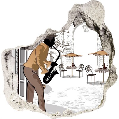 Hole in the wall sticker Street musician