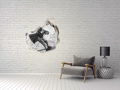 3D wall hole Retro-style winter skier