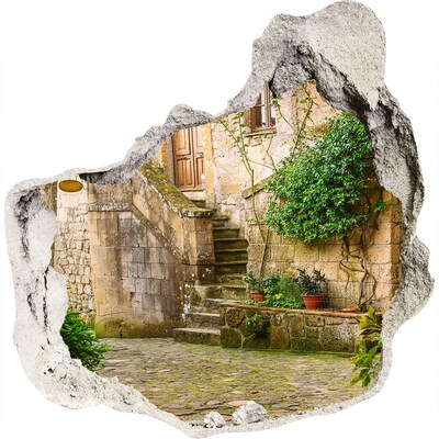 Hole wall sticker Charming stairs in an ancient town