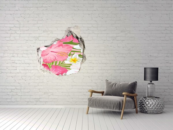 Hole wall sticker Tropical flowers