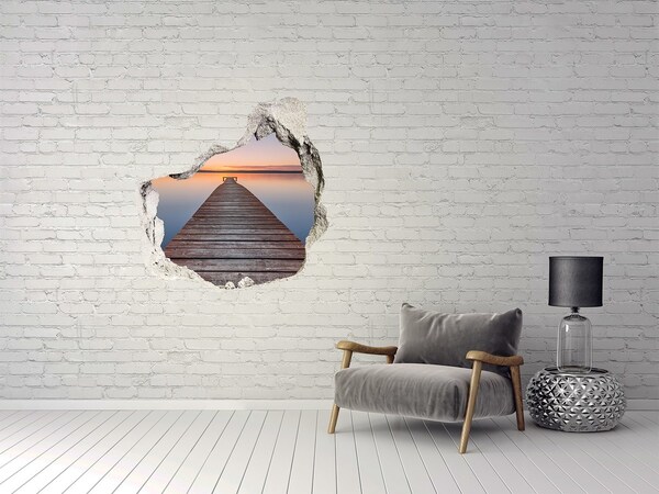 Hole wall sticker Sunset over the lake
