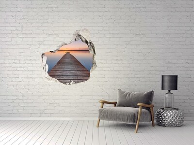 Hole wall sticker Sunset over the lake