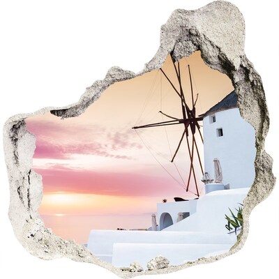 Hole wall sticker View of the Greek island