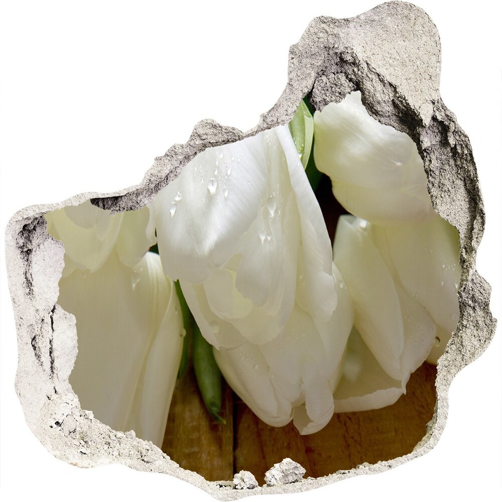 Hole wall sticker White tulips