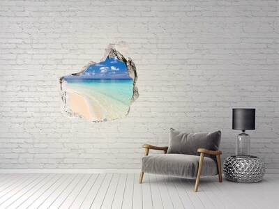 Hole wall sticker A paradise beach with turquoise water
