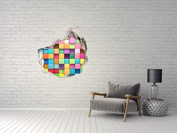 3D wall hole wallpaper Colorful squares