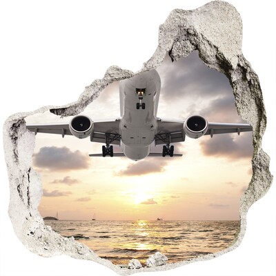 Hole in the wall sticker Aircraft by the sea