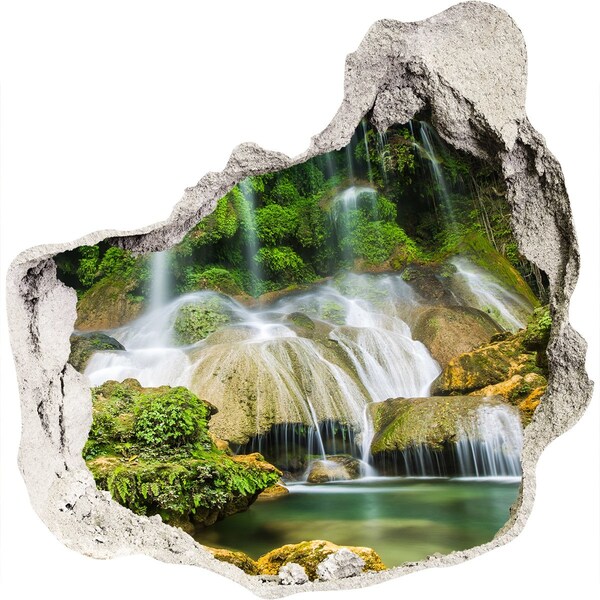 Hole wall sticker Waterfall in the jungle