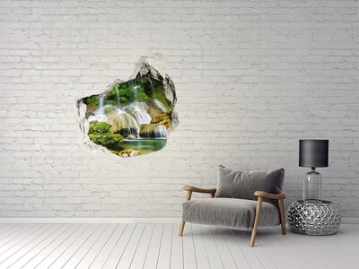 Hole wall sticker Waterfall in the jungle