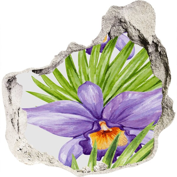 3D wall hole wallpaper Orchid