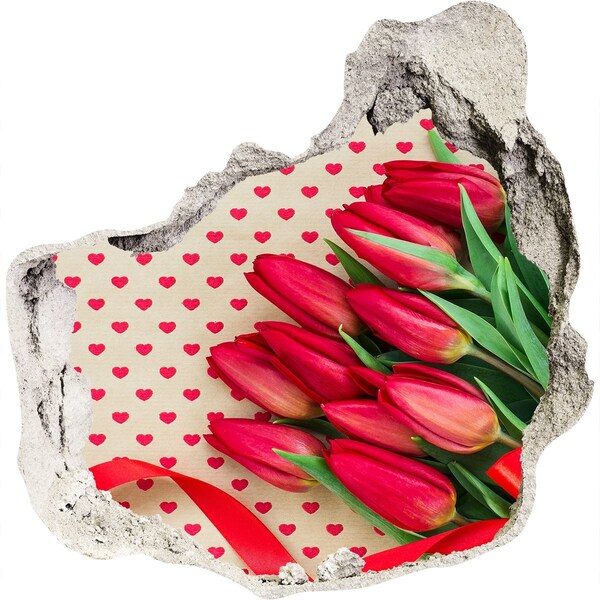 Hole in the wall decal Heart tulips