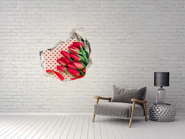 Hole in the wall decal Heart tulips