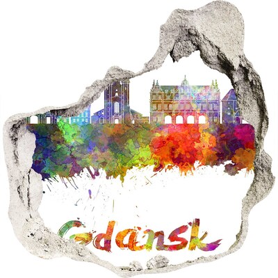 Hole in the wall sticker Gdańsk in the colors of the rainbow