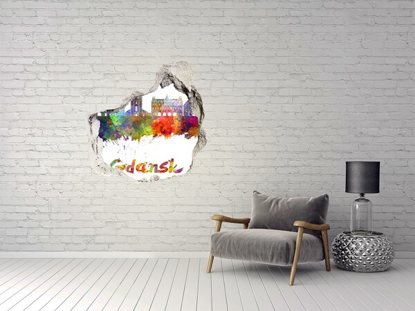 Hole in the wall sticker Gdańsk in the colors of the rainbow