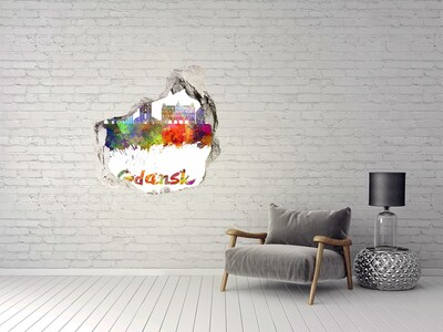 Hole in the wall sticker Gdańsk in the colors of the rainbow
